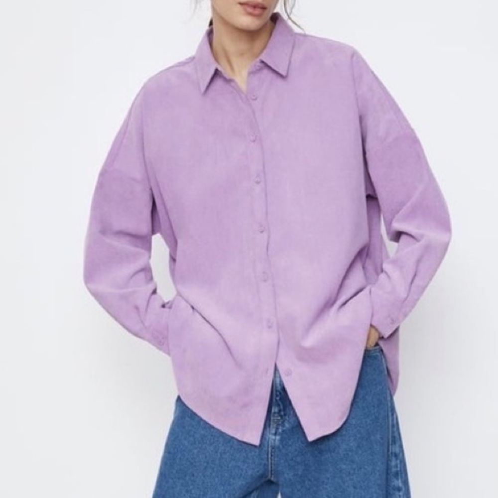 Zara Lilac Corduroy Shirt